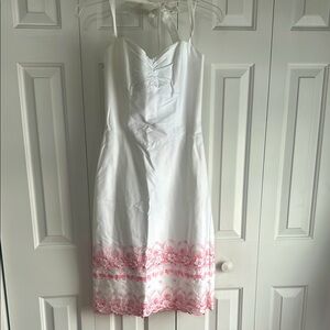 NWT Betsey Johnson White and Pink Halter Dress sz6
